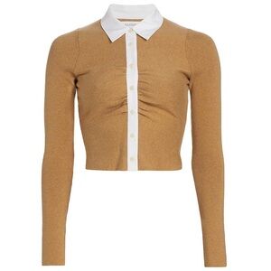 NAADAM Tan Cardigan with White Trim